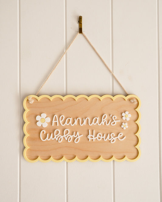 Hanging Cubby House Sign- Daisies